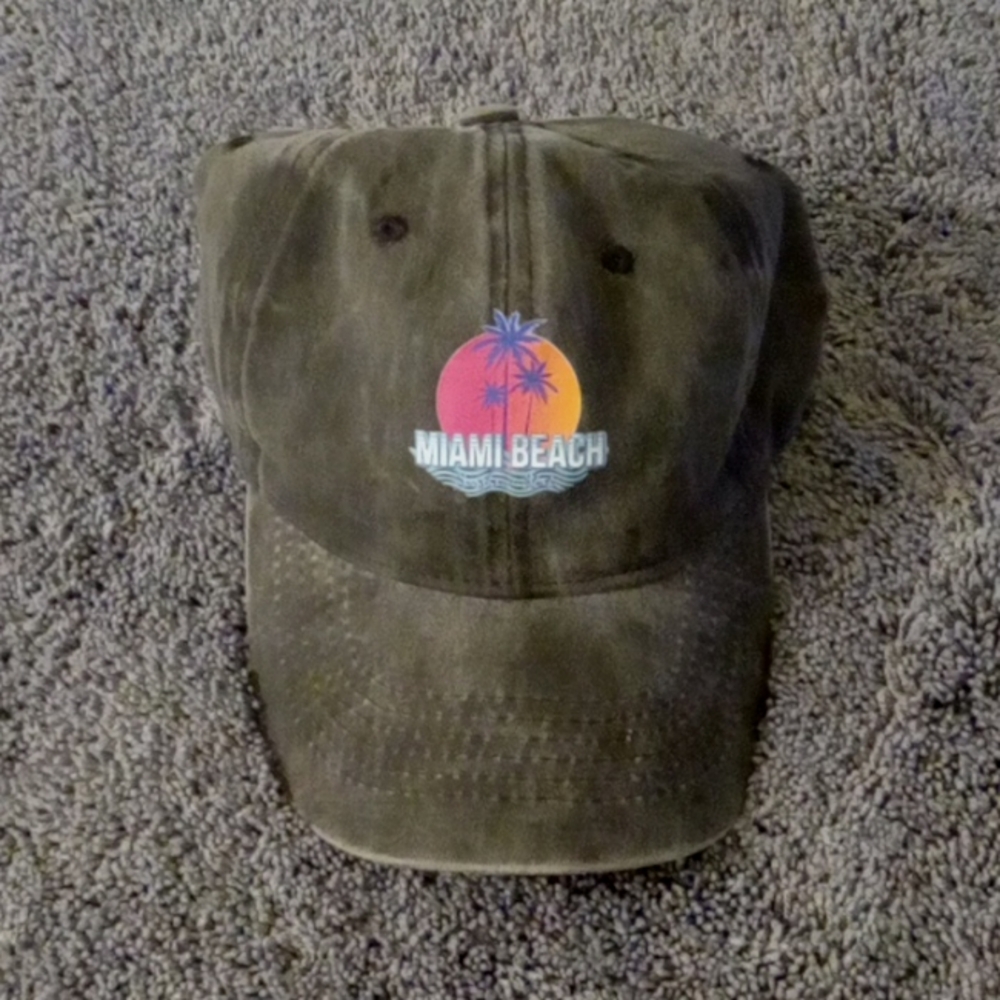 Miami Beach Distressed Strapback Ball Cap